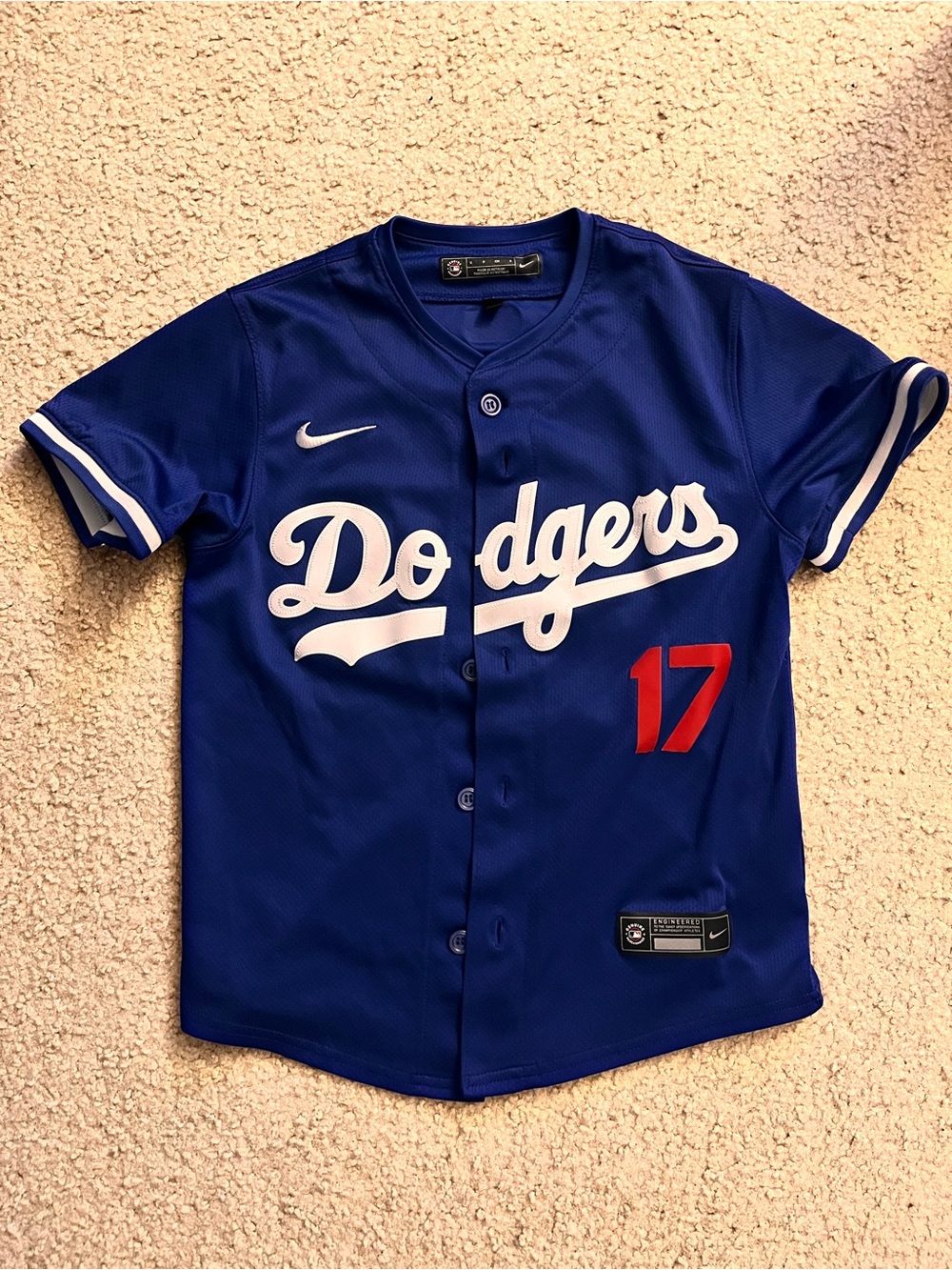 Nike Shohei Ohtani Royal Blue Dodgers Youth Button-Front Jersey